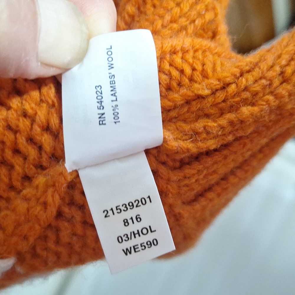 GAP 100% lambswool pullover crewneck sweater - L - burnt orange/cream relaxed - Picture 4 of 5